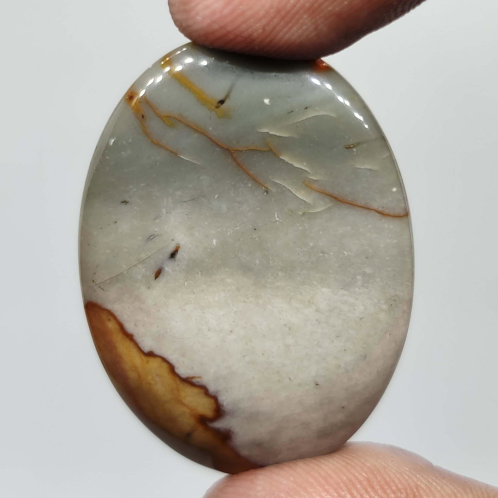 41.70 ct Top Grade Natural Polygram Jasper: All the stones listed are 100% natural and rarely selected from a big quantity lot also these are of very high quality. BID WITH CONFIDENCE!!! DIMENSIONS : 37X26X4 mm