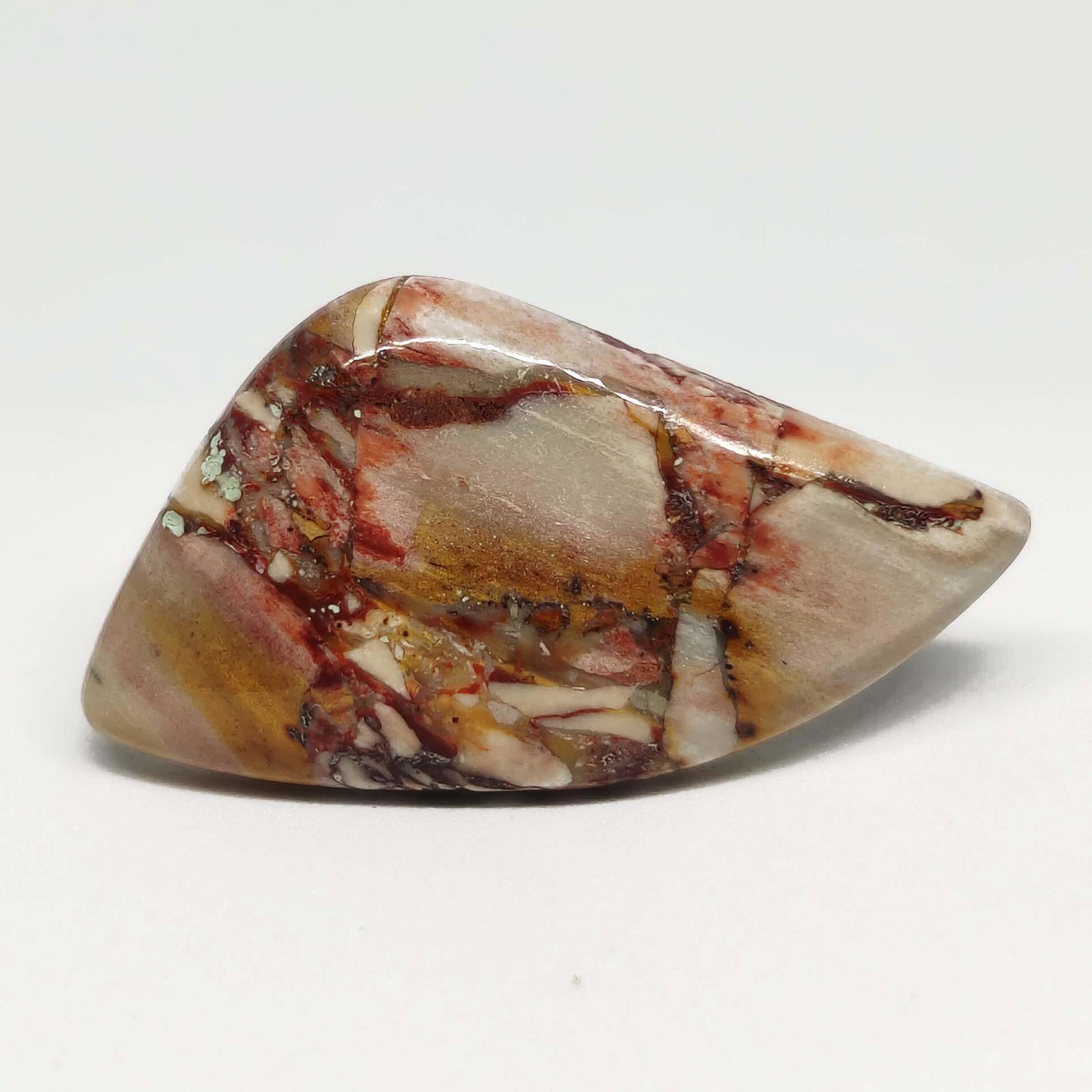 23.00 ct Natural Cherry Creek Jasper: All the stones listed are 100% natural and rarely selected from a big quantity lot also these are of very high quality. BID WITH CONFIDENCE!!! DIMENSIONS : 36X19X5 mm