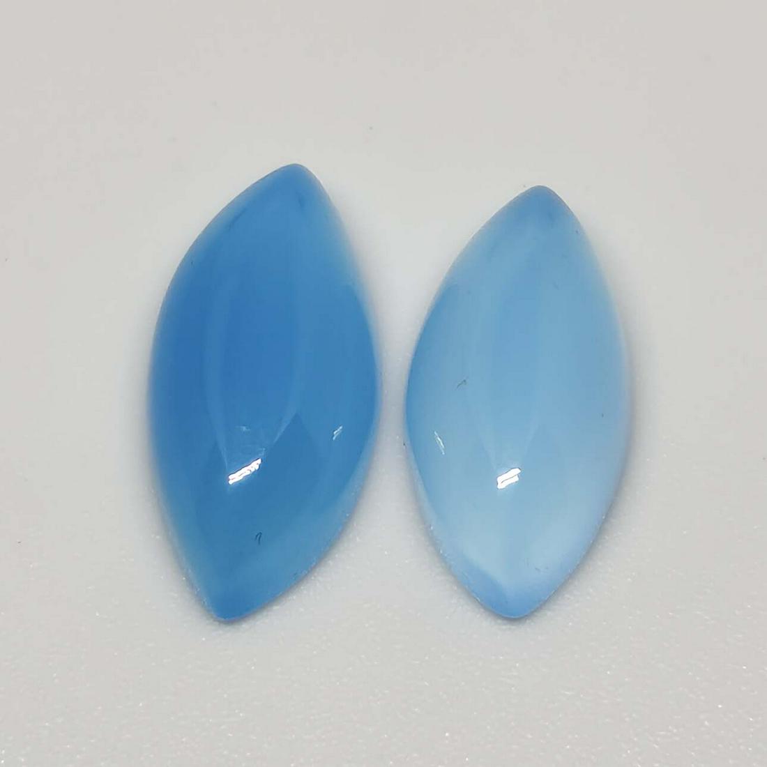 9.20 ct Natural Blue Chalcedony Pair: Gemstones: ChalcedonyCarat Weights: 9.20 ct Size/Dimensions: 8 x 16 mm