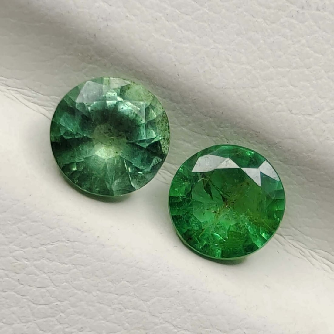 1.35 ct Natural Zambian Emerald Round Pair (1 of 2)