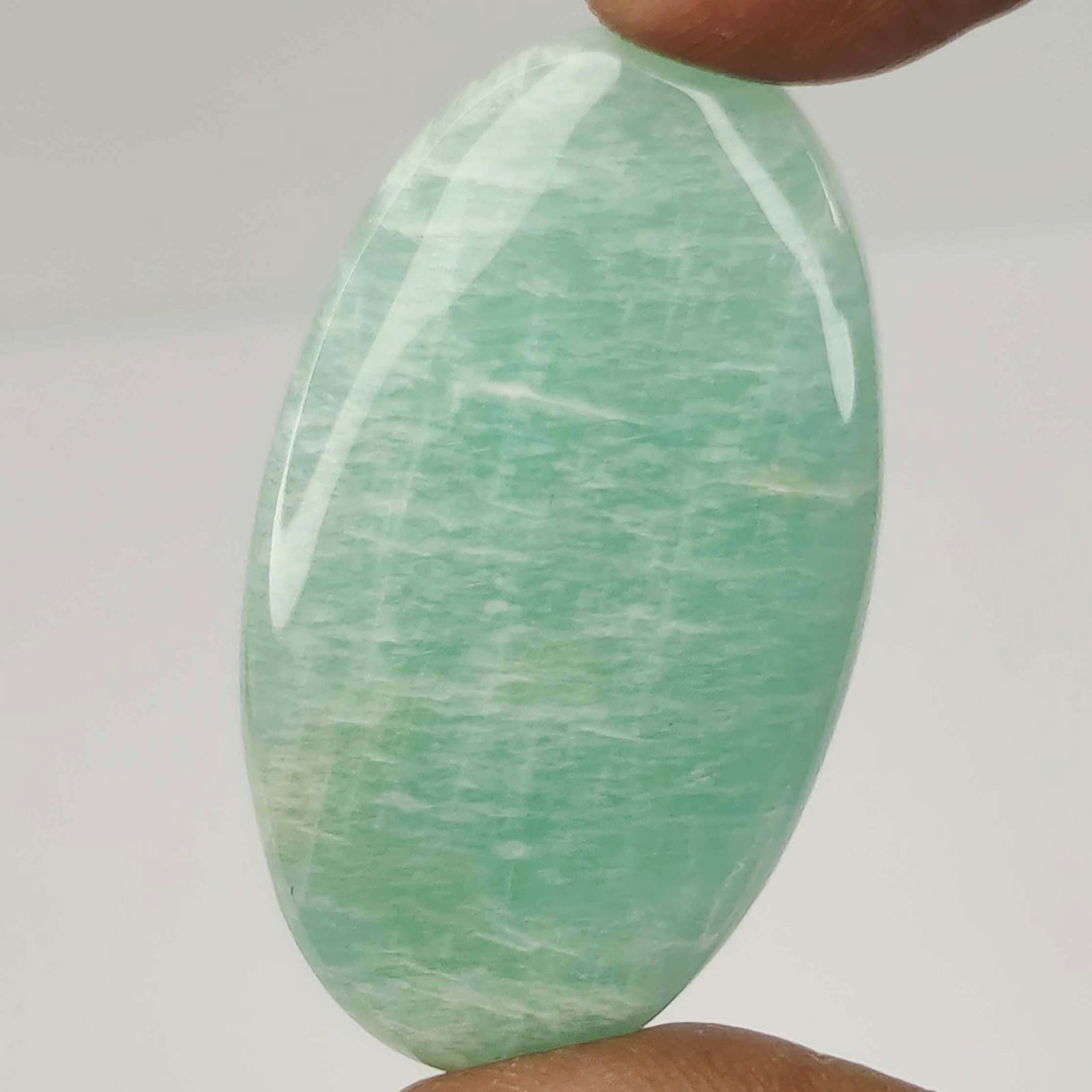 49.75 ct Natural Green Amazonite: Gemstones: Natural AmazoniteCarat Weights: 49.75 ct Color: DyedSize or Dimensions: 41 X 23 X 6 mm