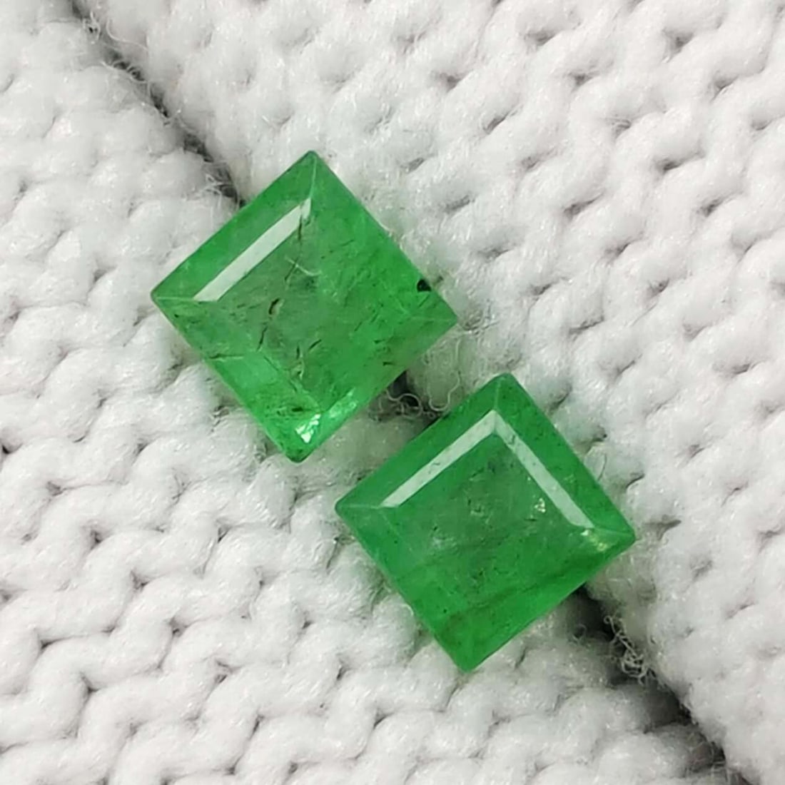 0.58 ct Natural Zambian Emerald Square Pair: Gemstones: Natural Emerald /Carat Weights: 0.58 ct /Size or Dimensions: 0.58 mm Approx /Treatment : Colorless Oil