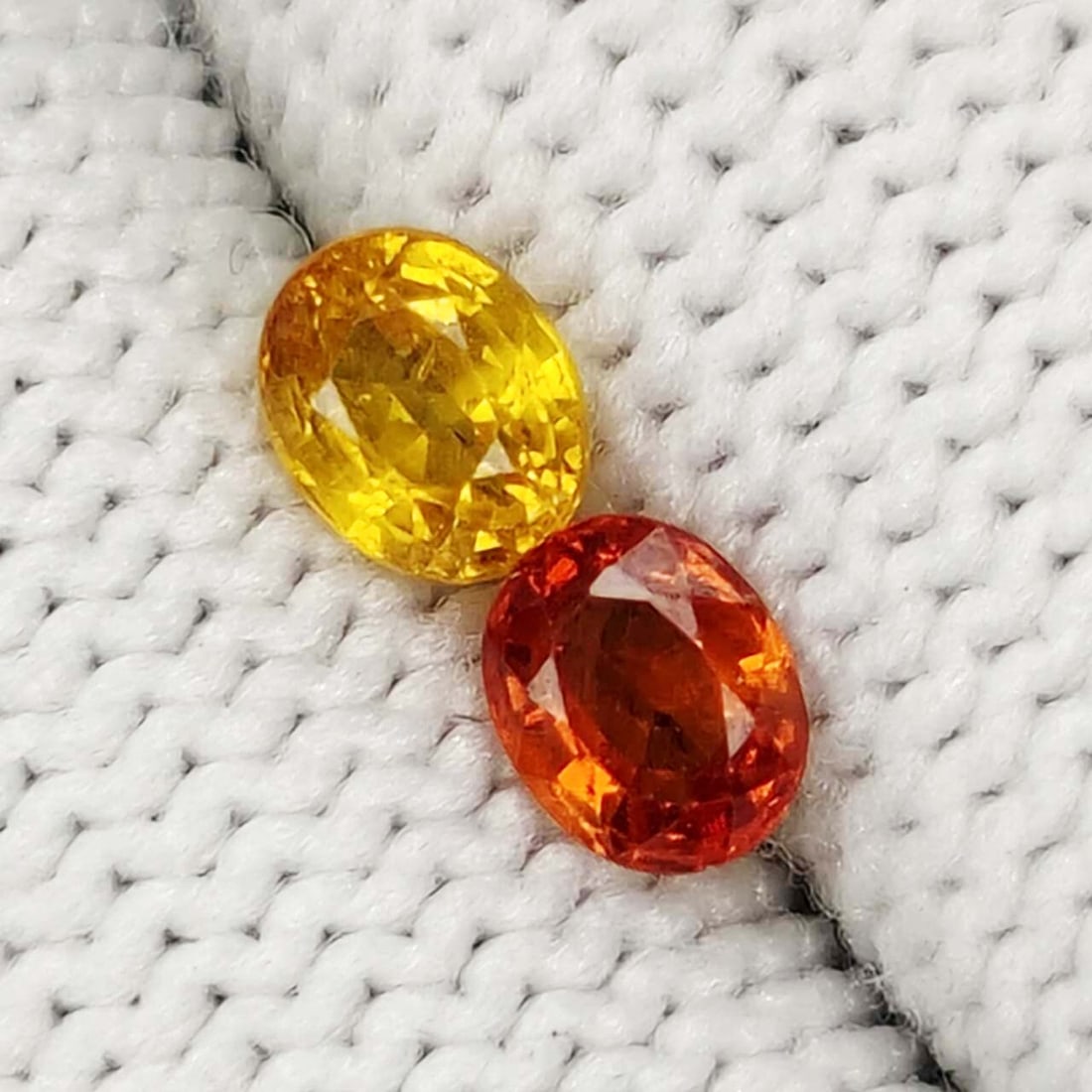 1.04 Ct Natural Yellow and Orange Sapphire Pair (1 of 2)