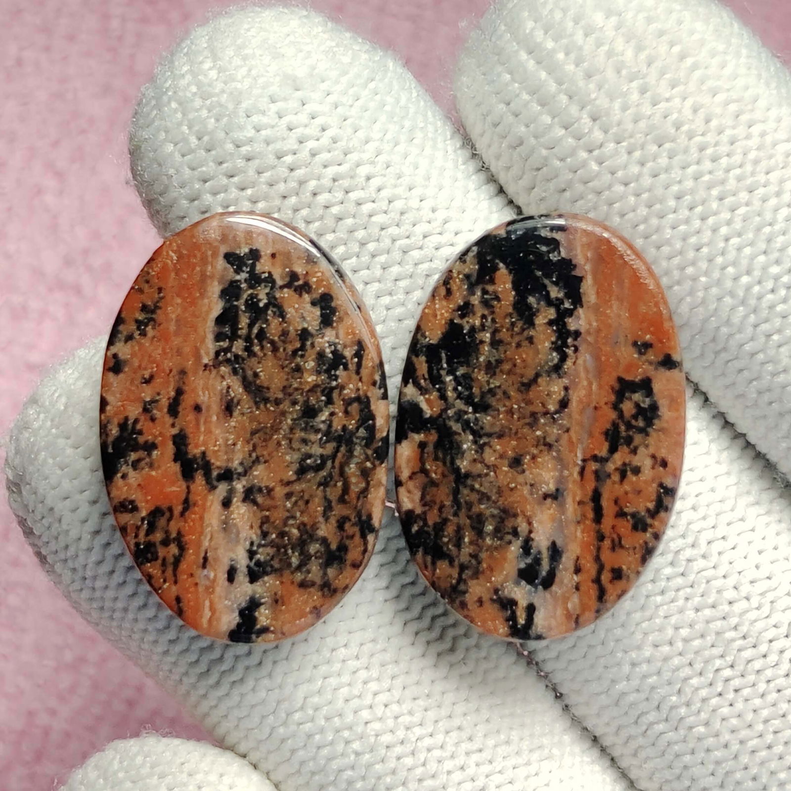 44 Ct Natural Honey Dendrite Agate Matched Pair (1 of 3)