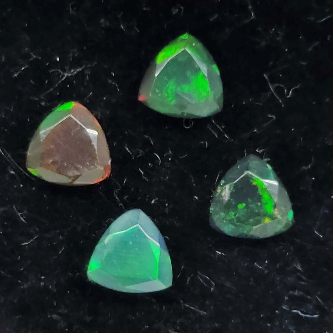 1.45 Ct "Play Of Colors" Natural Black Opal Set (1 of 3)