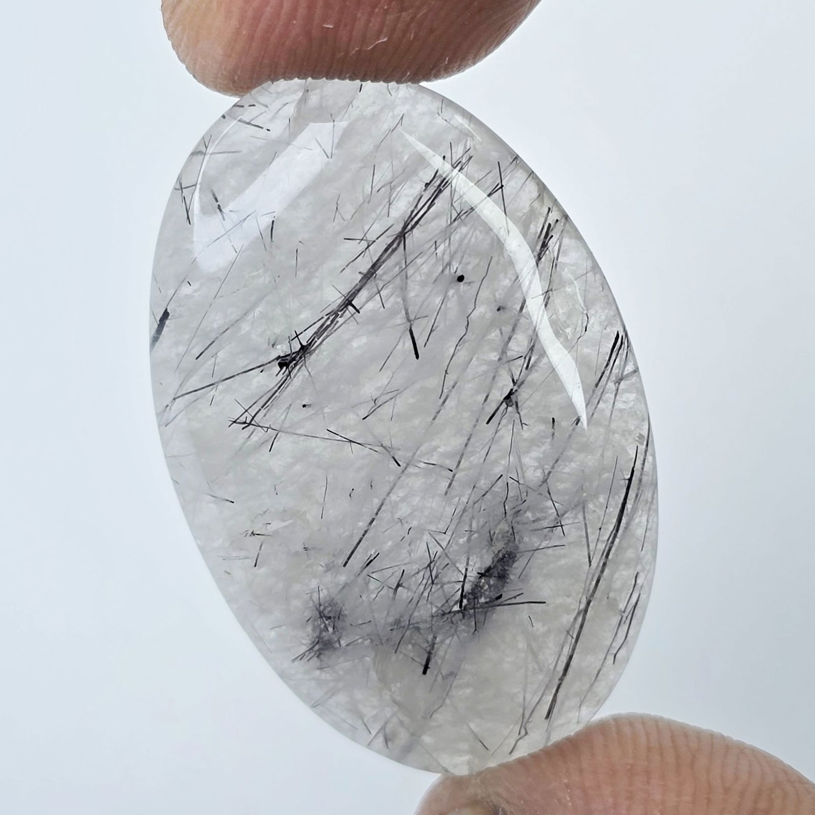 25 Ct Natural Black Rutile Quartz: Gemstones: Natural Rutile Quartz /Carat Weights: 25 ct /Size or Dimensions: 29 X 18 X 5 mm /Treatment: No
