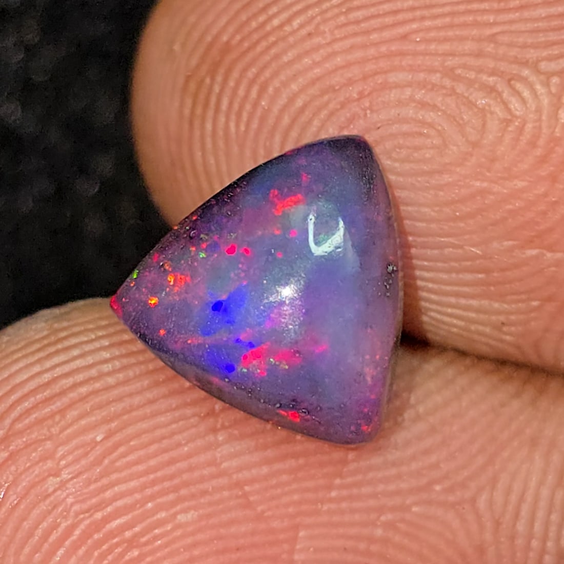 1.20 Ct "Play Of Colors" Natural Black Opal: Gemstones: Natural Black Fire Opal /Carat Weights: 1.20 ct /Size or Dimensions: 9 X 8.90 X 3.40 mmTreatment: Heated