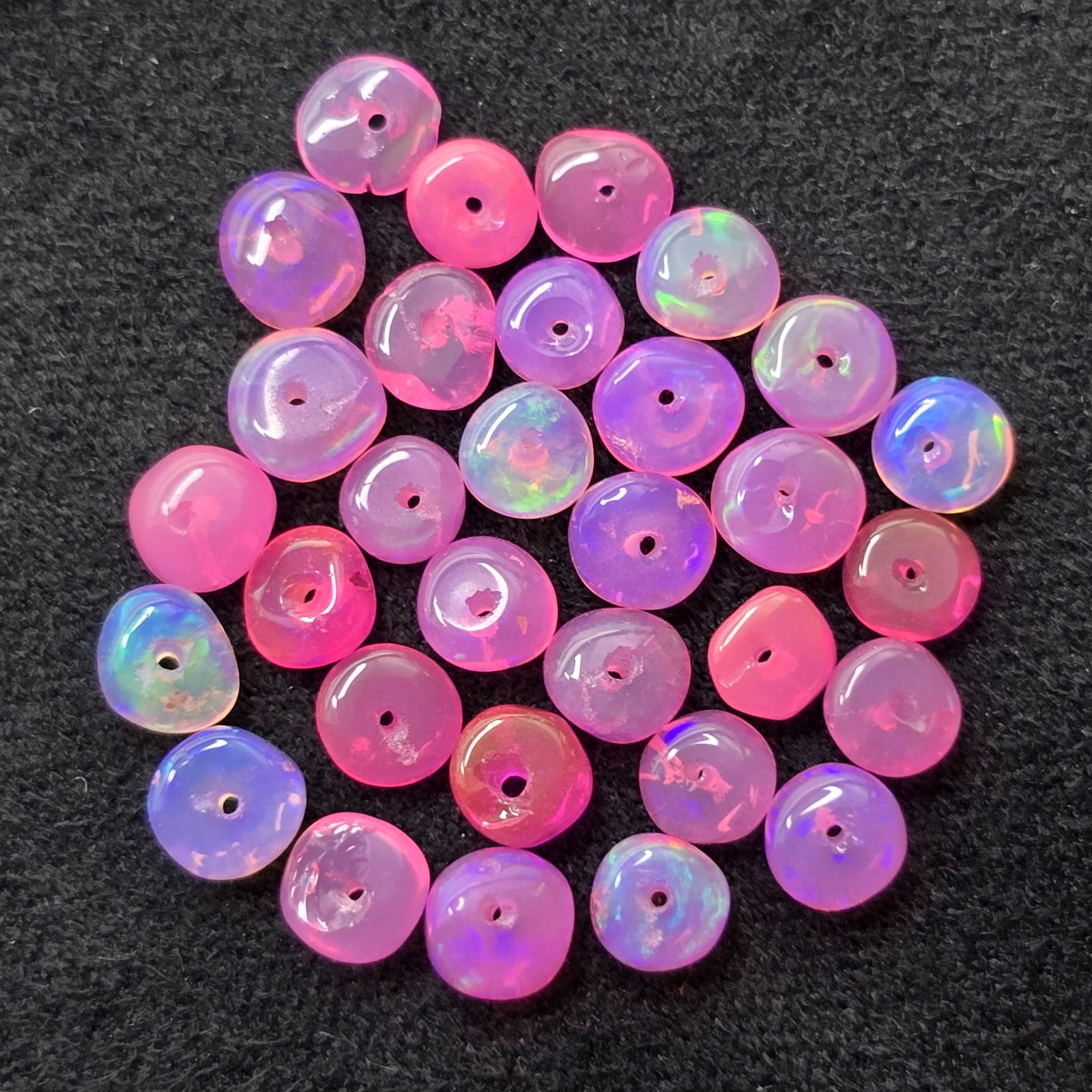 6.15 Ct Natural Pink Fire Opal Loose Beads: Gemstones: Natural Pink Fire Opal /Carat Weights: 6.15 ct /Size or Dimensions: 4 mm Approx /Treatment: Coated