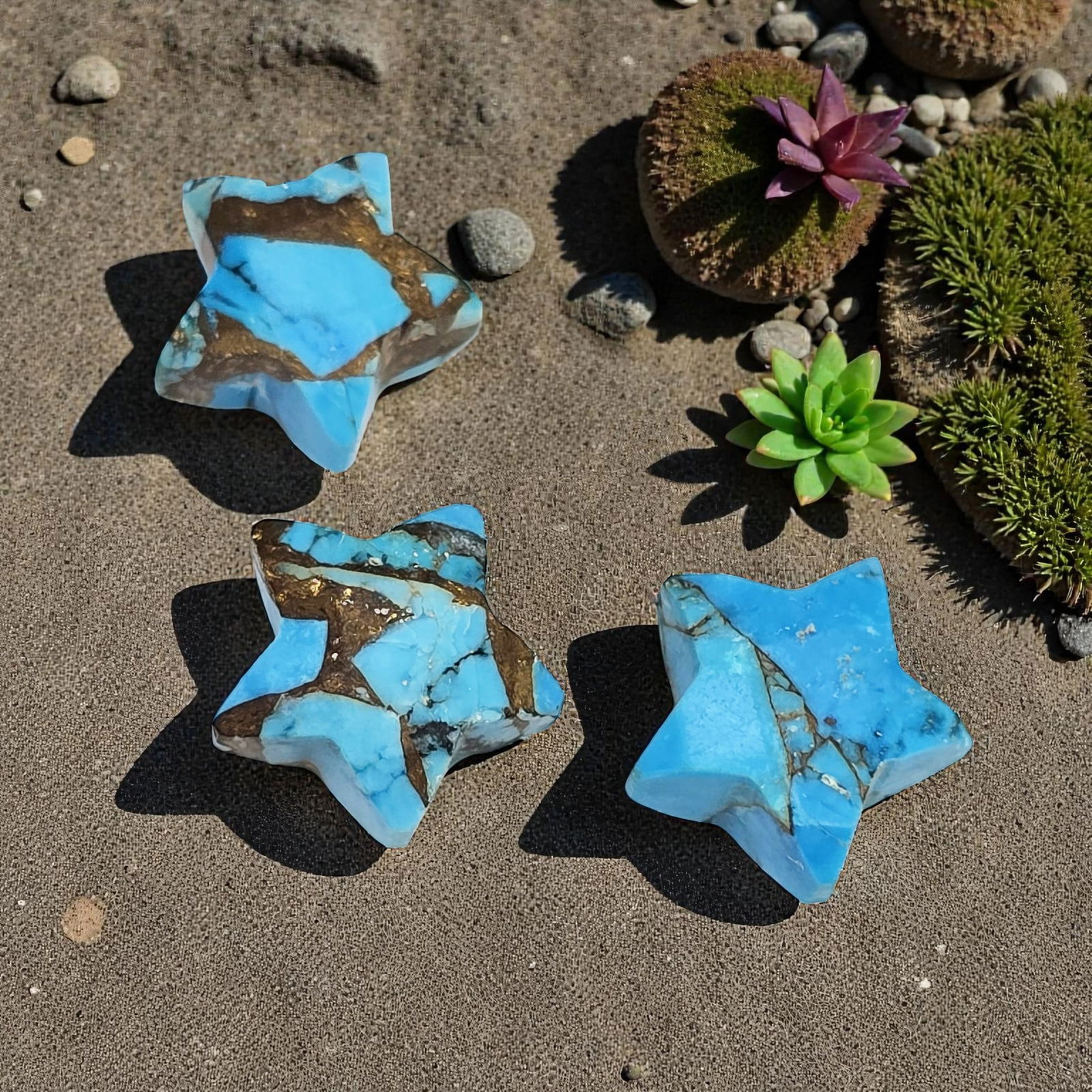 8.88 ct Composite Copper Turquoise Star Set (1 of 2)