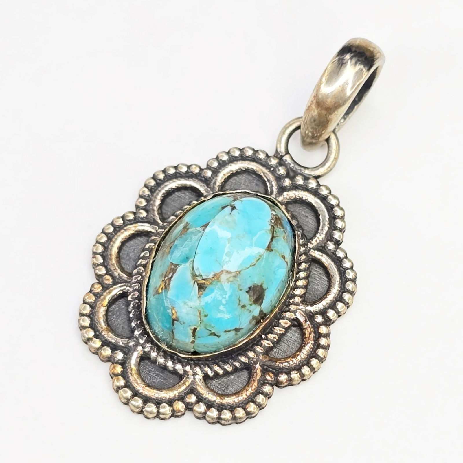 32.20 ct Sterling Silver Composite Turquoise Pendant (1 of 3)