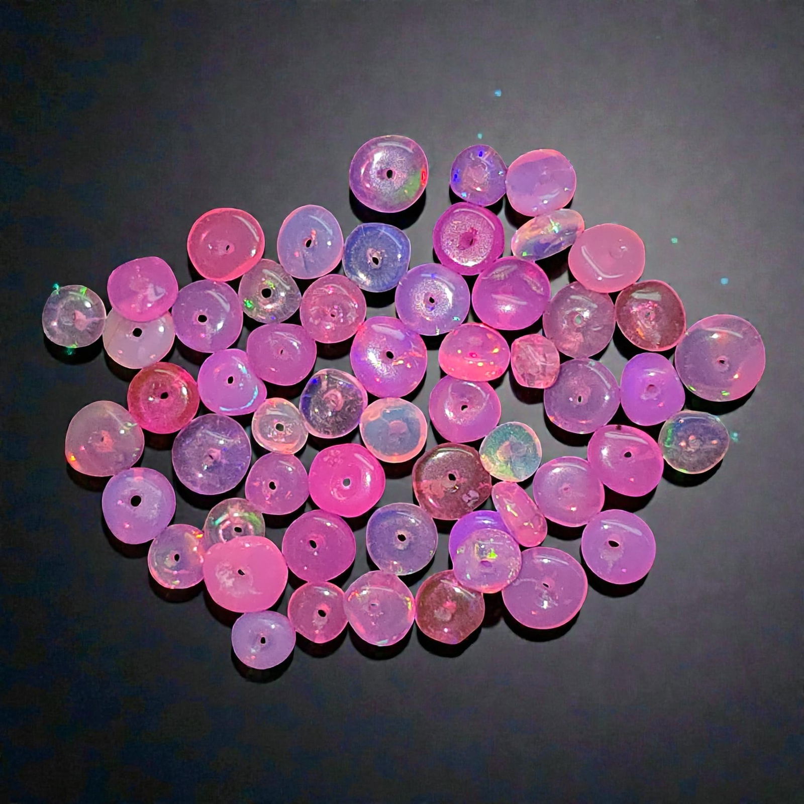 8.20 Ct Natural Pink Fire Opal Loose Beads: Gemstones: Natural Pink Fire Opal /Carat Weights: 8.20 ct /Size or Dimensions: 4 to 5 mm Approx /Treatment: Coated