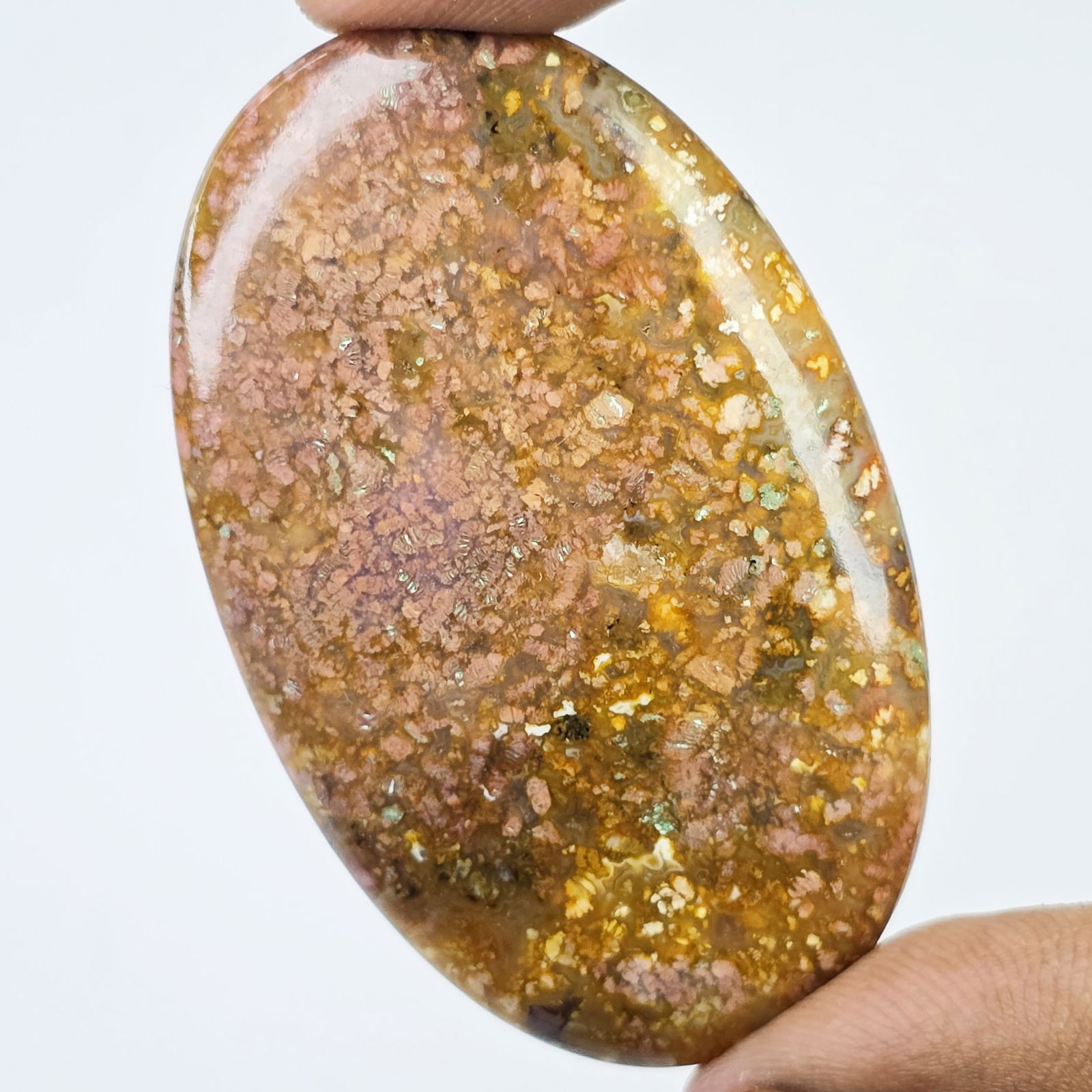 79 Ct Natural Ocean Jasper: Gemstones: Natural Ocean Jasper /Carat Weights: 79 ct /Size or Dimensions: 51 X 31 X 6 mmTreatment: No