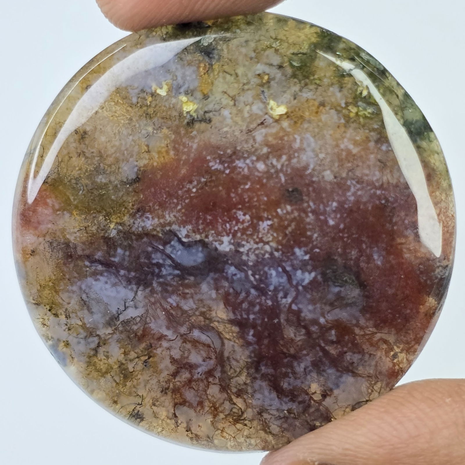 61 Ct Natural Moss Agate: Gemstones: Natural Agate /Carat Weights: 61 ct /Size or Dimensions: 34 X 34 X 6 MM Approx