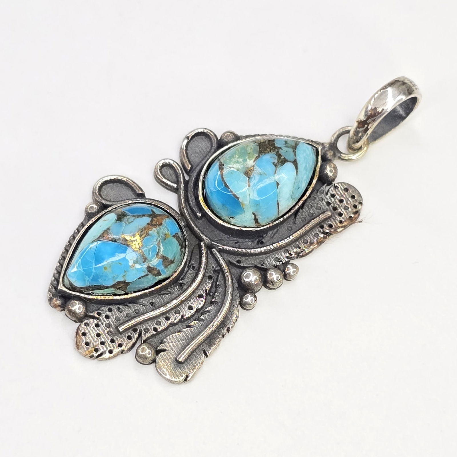 36.77 ct Sterling Silver Composite Turquoise Pendant (1 of 3)