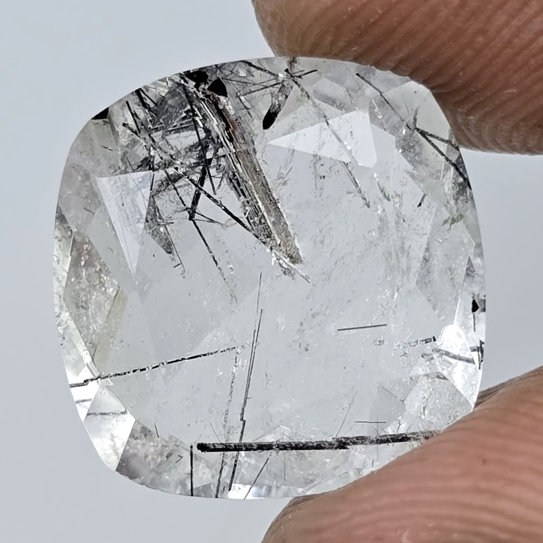 8.18 ct Natural Black Rutile Quartz Square Cut: Gemstones: Natural Smoky Quartz /Carat Weights: 3.30 ct /Size or Dimensions: 12.70 X 8.30 X 5 mm /Treatment: No