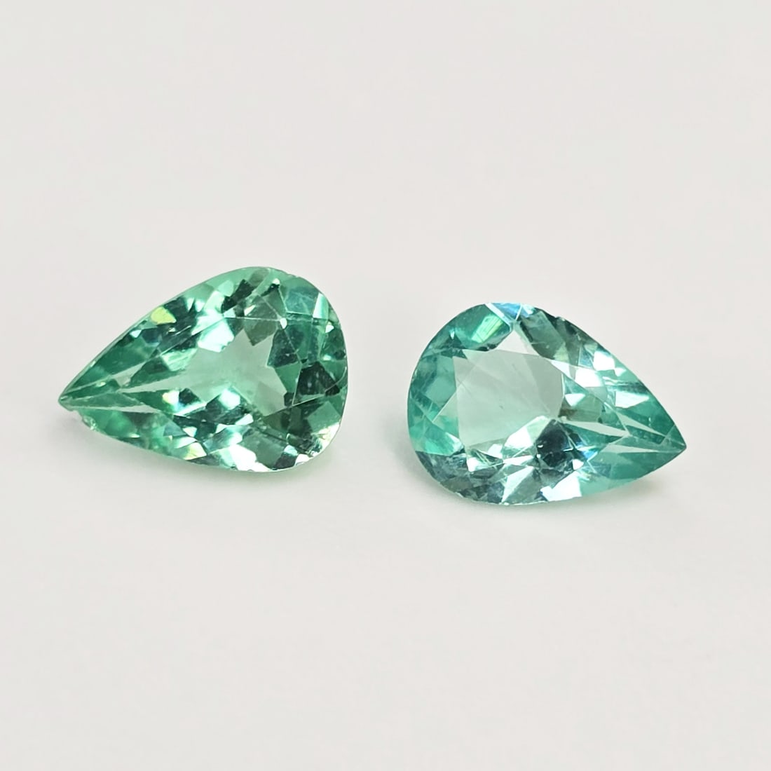 1.22 ct Natural Paraiba Neon Green Apatite Pair: Gemstones: Natural Neon Apatite /Carat Weights: 1.22 ct /Size or Dimensions: 7 X 5 X 3 mm Approx