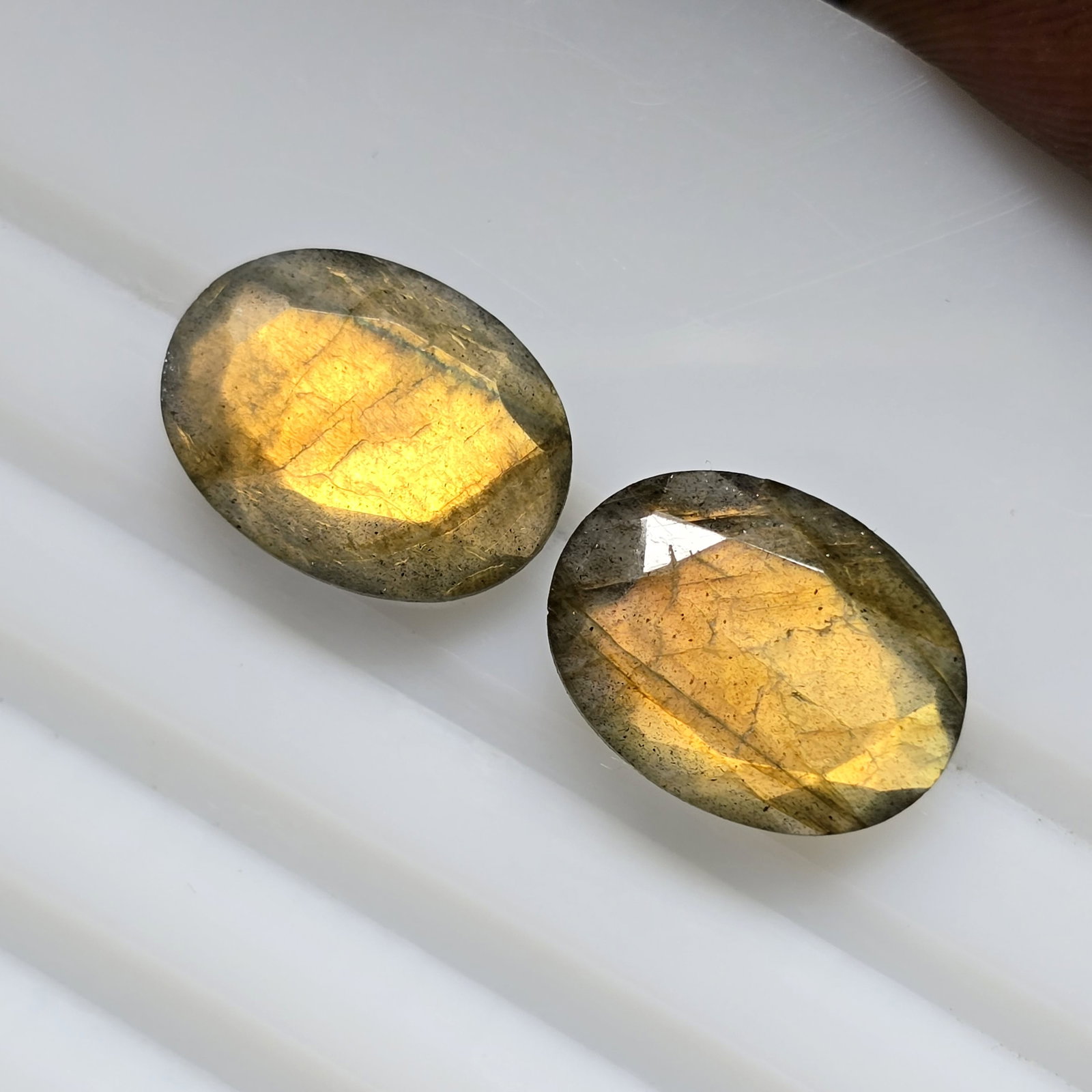 14.20 Ct Natural Labradorite Faceted Pair (1 of 3)