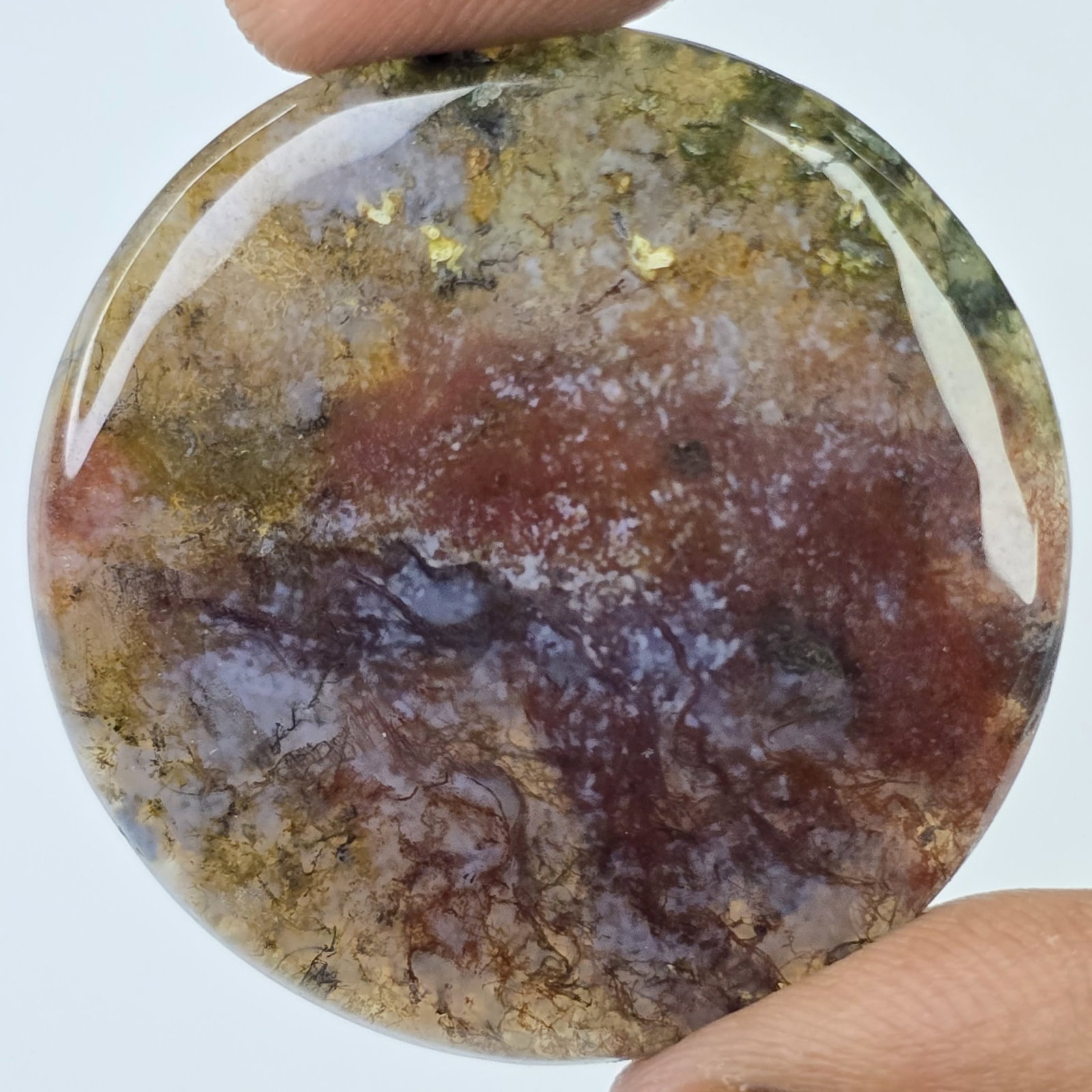 61 Ct Natural Moss Agate: Gemstones: Natural Agate /Carat Weights: 61 ct /Size or Dimensions: 34 X 34 X 6 MM Approx