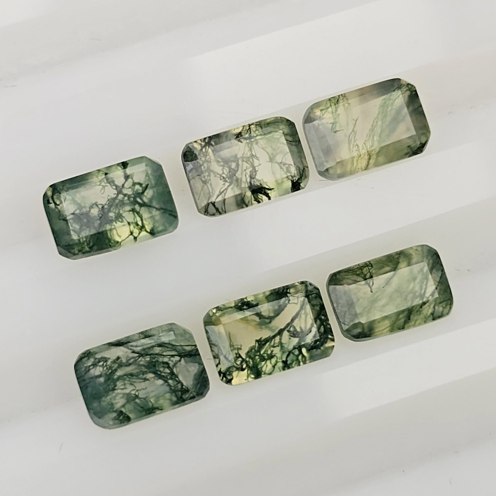 3.08 Ct "Premium Quality" Natural Moss Agate Faceted Set (1 of 2)