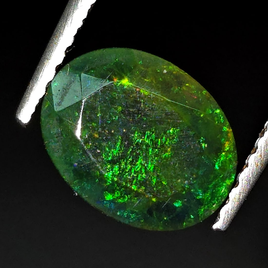 1.28 Ct "Play Of Colors" Natural Black Fire Opal Cut (1 of 5)