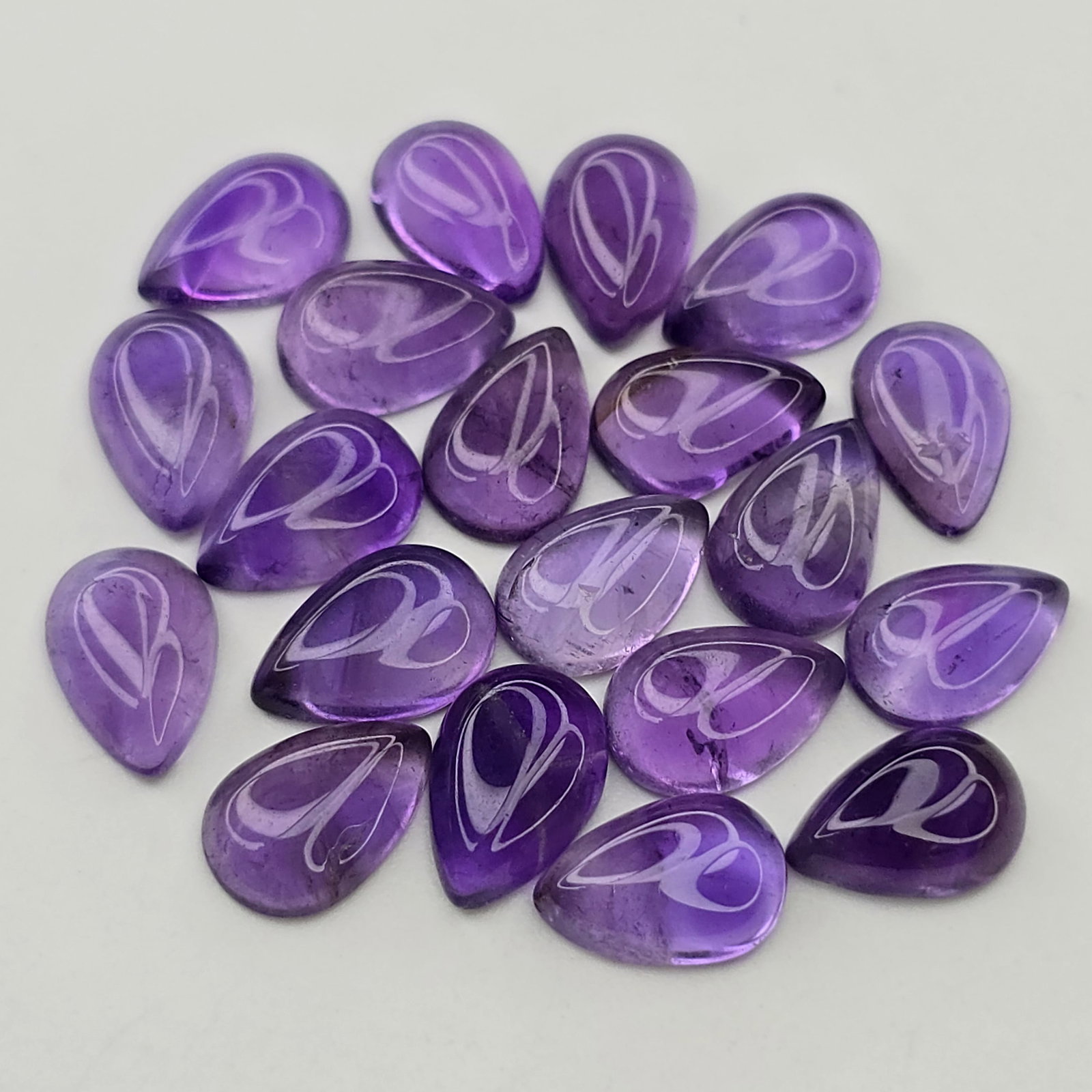 23.83 ct Natural African Amethyst Cab Pear Set (1 of 2)