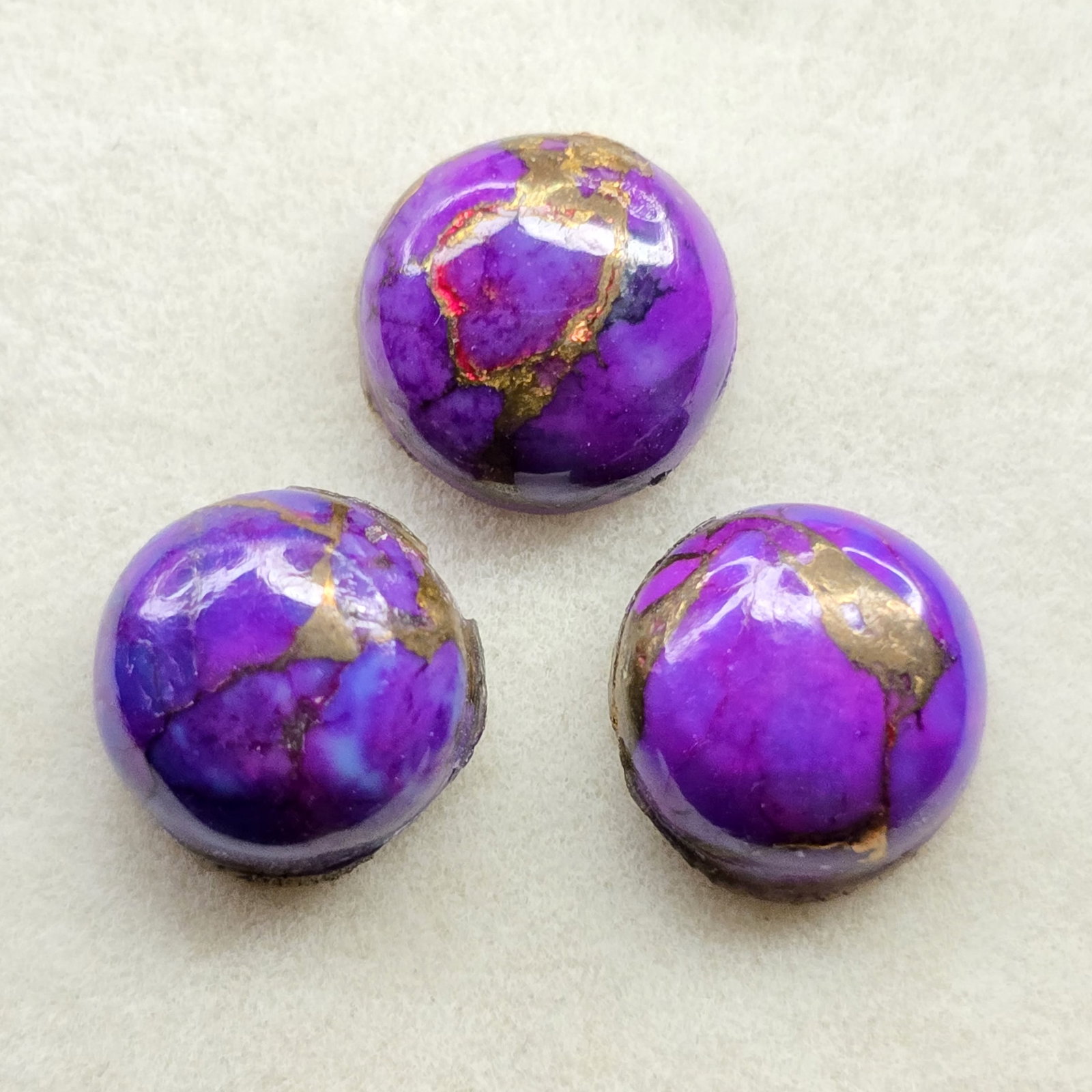 6.74 Ct Composite Copper Purple Turquoise Set: Gemstones: Composite Turquoise /Carat Weights: 6.74 ct /Size or Dimensions: 8 X 8 mm Approx