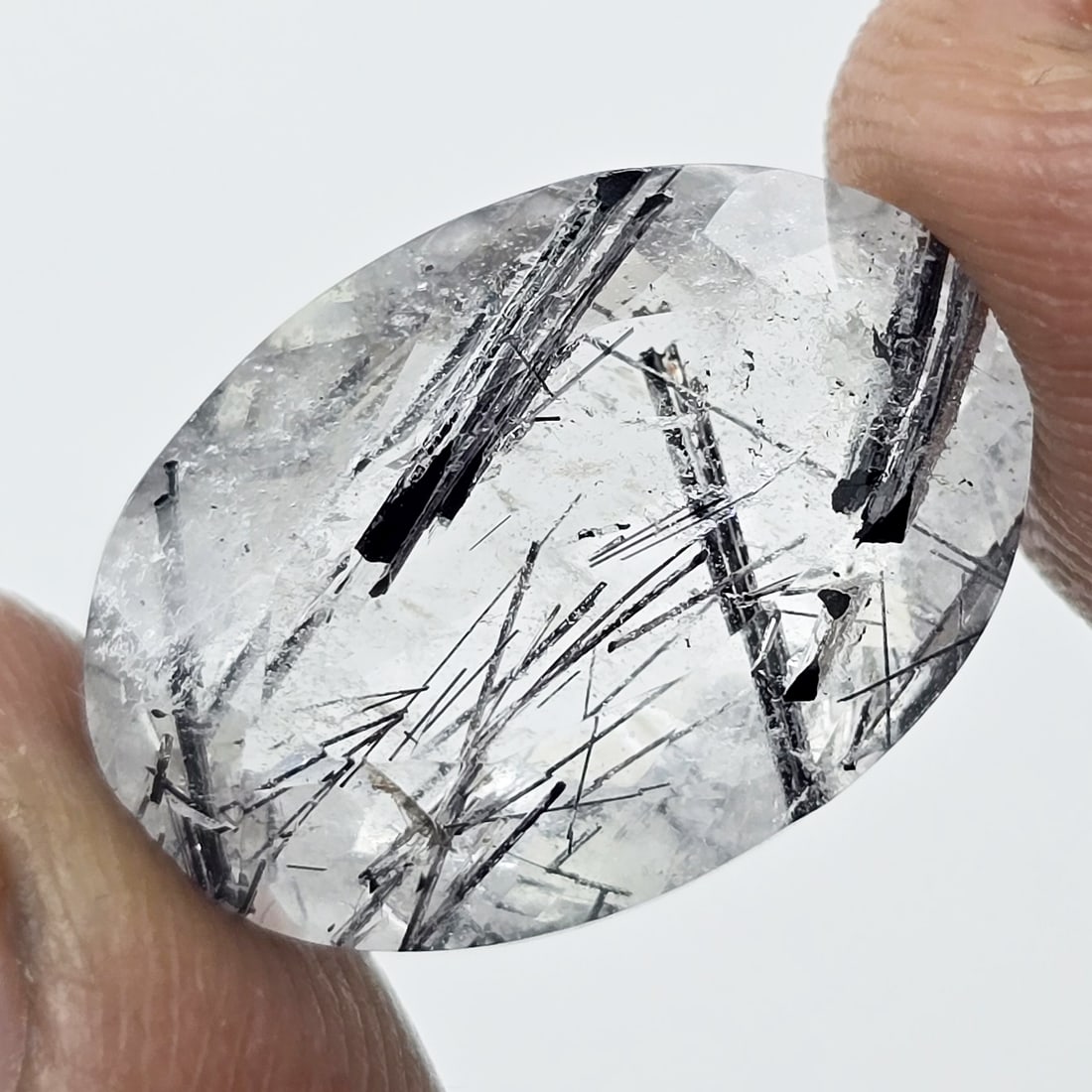 8.46 ct Natural Black Rutile Quartz Cut (1 of 2)