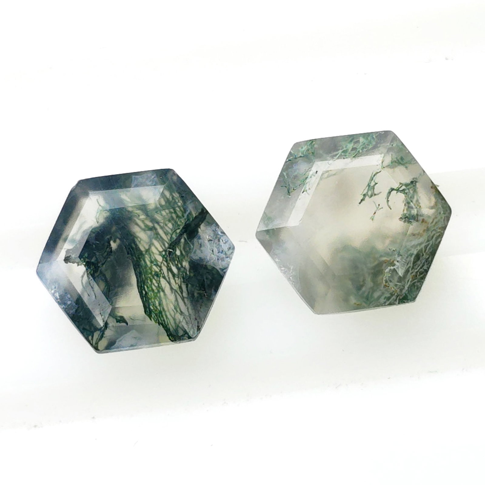 4.83 Ct "Premium Quality" Natural Moss Agate Fancy Pair: Gemstones: Natural Moss Agate /Carat Weights: 4.83 ct /Size or Dimensions: 10 X 9 X 4.50 MM Approx