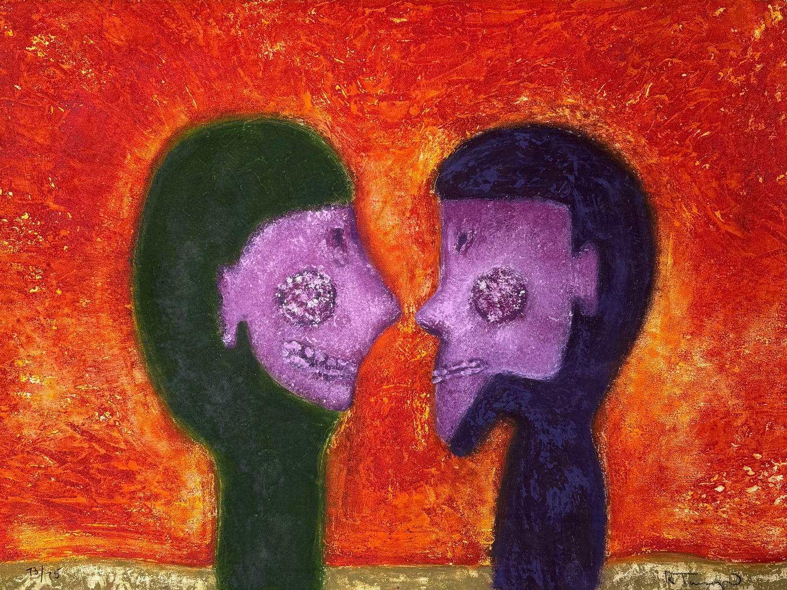 RUFINO TAMAYO, Dos Cabezas (Two Heads), 1975: Artist: Rufino Tamayo (1899–1991)Title: Dos Cabezas (Two Heads)Year: 1975Medium: EtchingPrinted Area: 76 × 56 cmPaper Size: 76 × 56 cmEdition: 73/75Details: Signed and numbered in crayonDos Cabeza