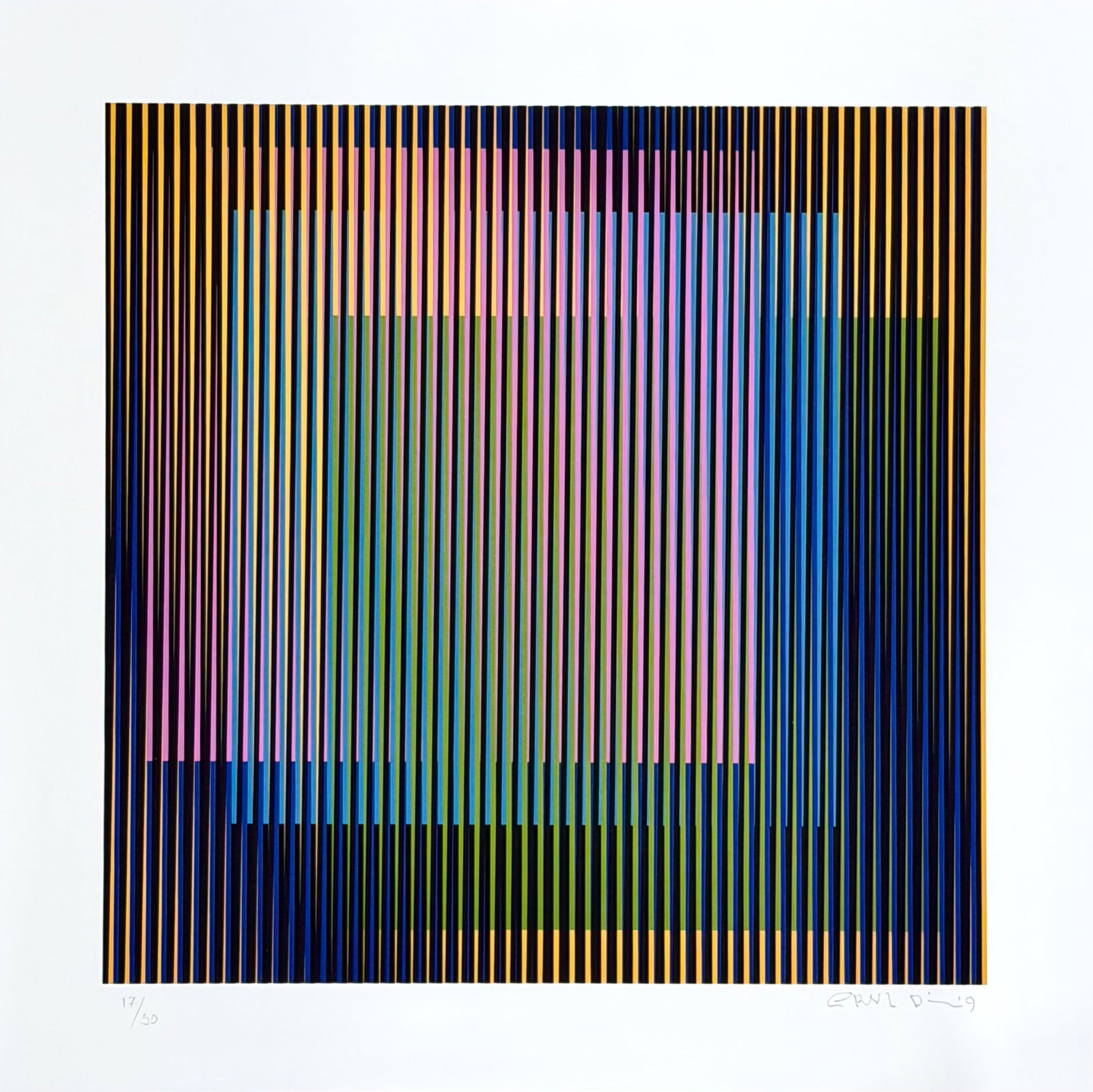 CARLOS CRUZ-DIEZ, Induction Chromatique à Double Fréquence 3, 2019: Artist: Carlos Cruz-DiezTitle: Induction Chromatique à Double Fréquence 3Year: 2019Medium: LithographSize: 50 x 50 cm Signature: Signed and numbered by the artist. Condition: GoodProvenance: Private