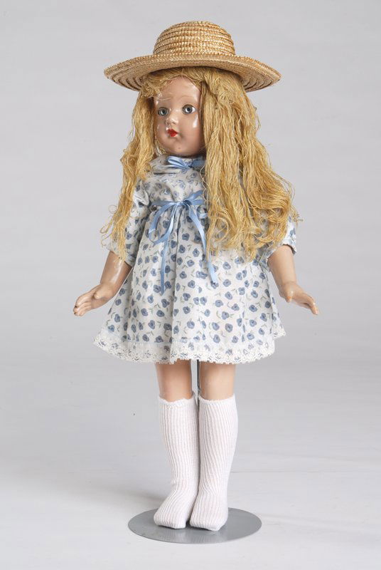 Vintage Antique 21" High Effanbee Doll, Circa 1940: 21" High Effanbee "Anne Shirley" Compo, Yarn Hair, 40's - War Years. Condition: VG (no shoes on doll).