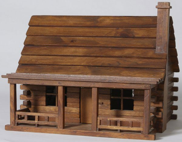 pioneer real wood log cabin dollhouse