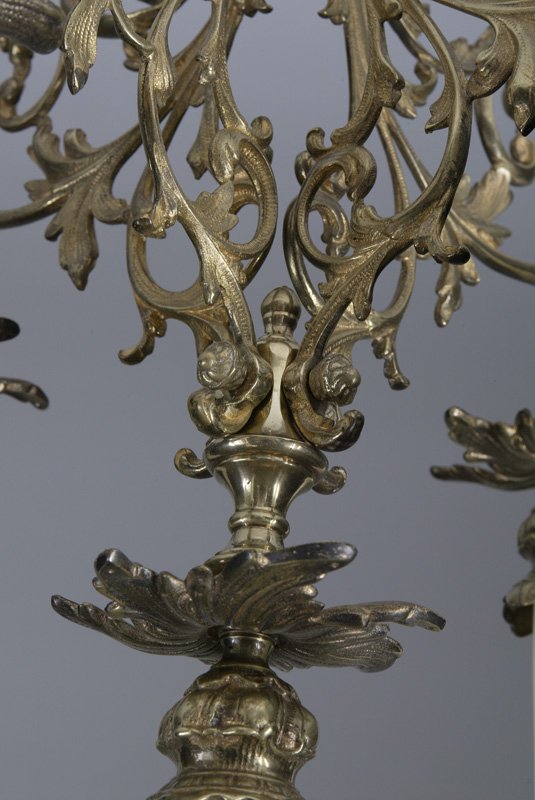 Late 20th C. Brass Rococo Style Five Light Candel - 2