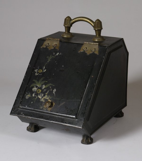 Very Nice 19th C. English Metal & Brass Coal Scutt