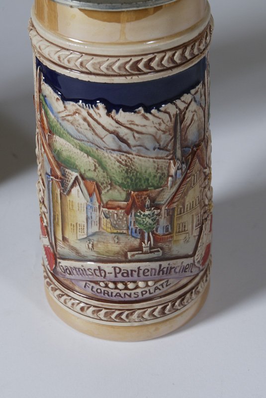Collection Of 4 20th C. Porcelain Beer Steins - 4