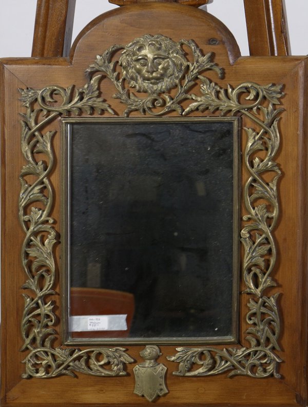 Late 19th C. English Brass Trimmed Mirror Frame