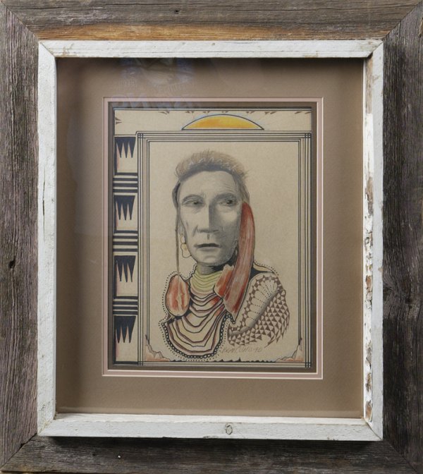 Bear Curtis, Native American, Pencil And Ink Drawi