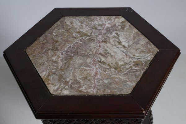 Chinese Style Carved Wood Side Table - 2