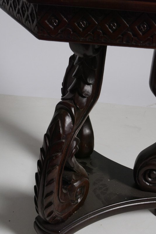 Chinese Style Carved Wood Side Table - 3