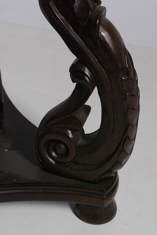 Chinese Style Carved Wood Side Table - 4