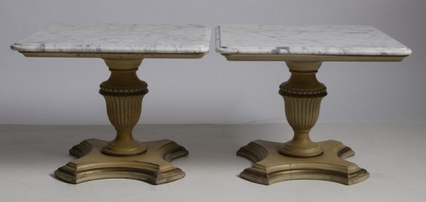 Two 20th C. Marble Topped Side Tables