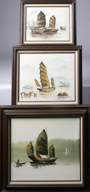 Collector's Lot Of 3 Oils On Canvas Paintings
