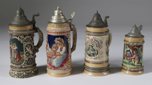 Collection Of 20th C. Pottery German Beer Steins