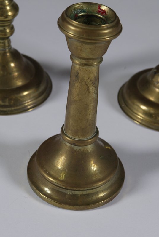 Collector's Lot Of 3 19th C. Brass Candlesticks - 4
