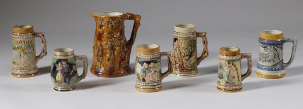 Collection Of 6 Late 20th C. Porcelain Beer Steins