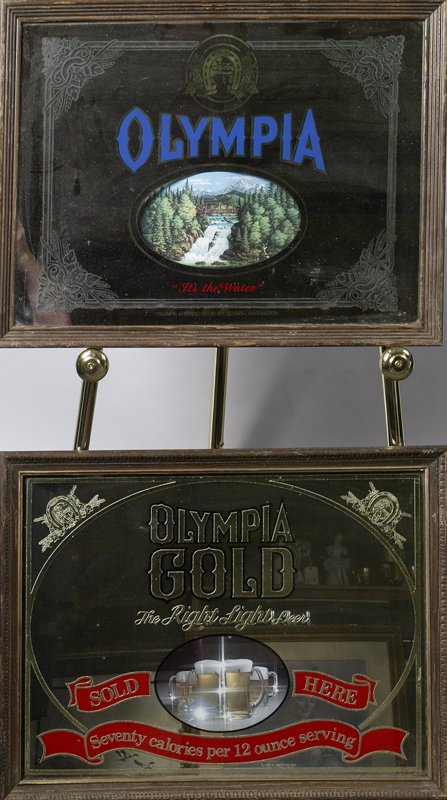 2 Olympia Beer Framed Wall Mirrors