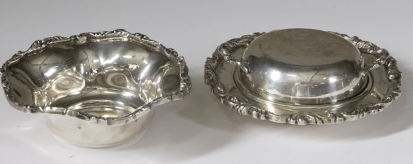 Mexican Silver Butter Dish & Nut Bowl