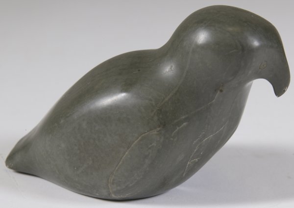 Inuit Soapstone Bird Carving, Signed: Alex Empuk: Artic bird signed Alex Empuk - E9160, Belcher Island, N.W.T.. Overall length is 6-1/2". Condition: Nice condition consistent with age.
