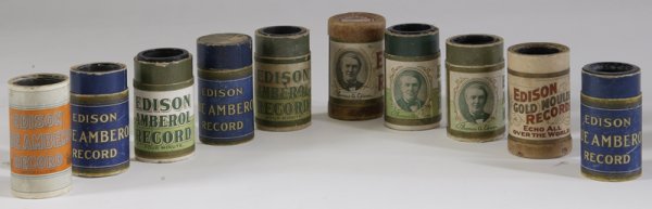 Collection of 10 Antique Edison Cylinders: Includes Cal Stewart: 2 of Uncle Josh's Rheumatism, 2 of The Village Gossips, Fourth of July at Pumpkin Center, Uncle Josh in a Barber Shop, Moving Day at Pumpkin Center, Uncle Josh in a Photograph, U