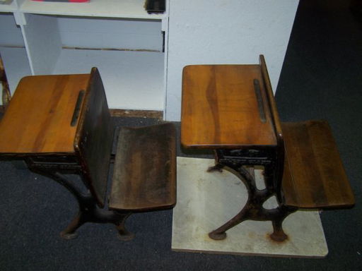 1169 Two Antique Silent Giant Children S School Desks Feb 14